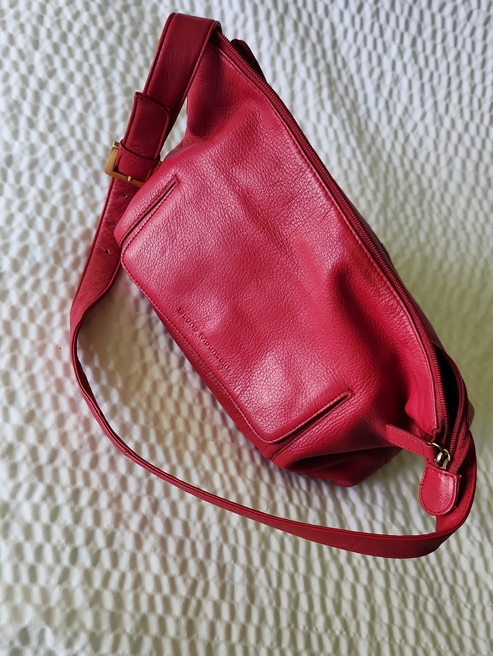 Stone mountain leather bag Deep magenta color.